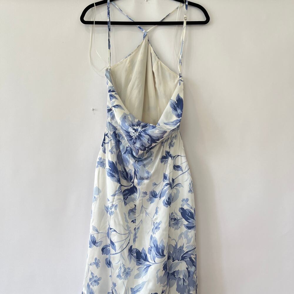 Reformation Myla Silk Maxi Dress Floral Meringue Blue White Size 8 NWT - Picture 9 of 12
